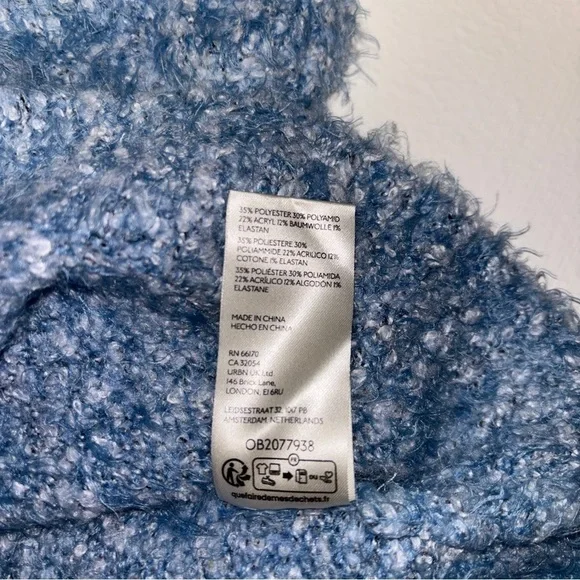 Free People Festive Frost Pullover Sweater - Ice Blue Combo - Sz Medium - Picture 10 of 11